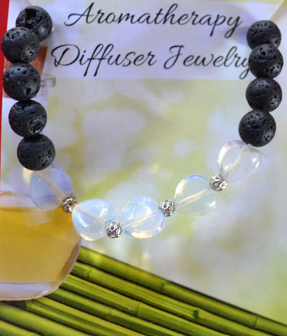 Aromatherapy Diffuser Bracelet - clear and ova beads